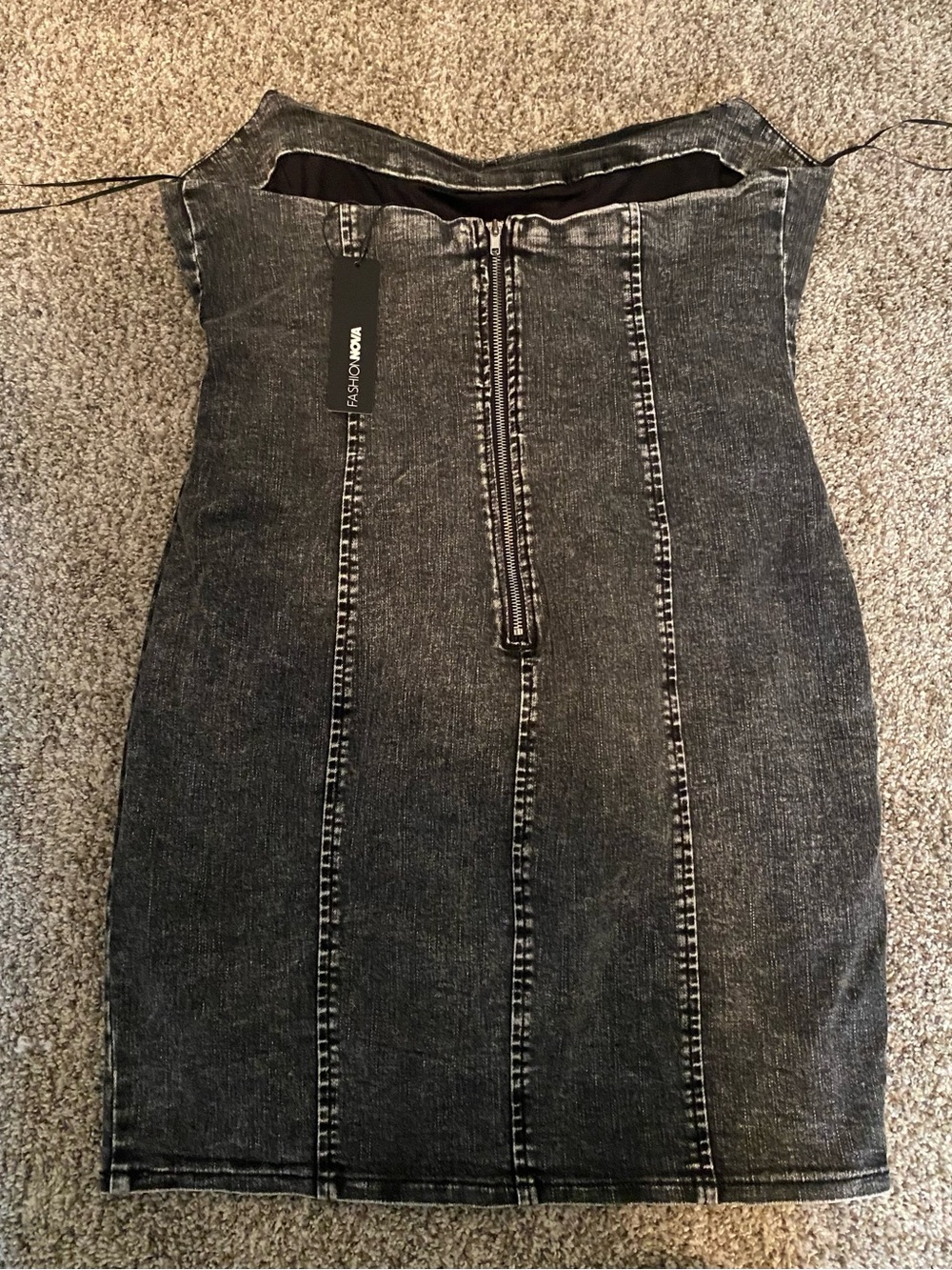 Fashion Nova ‘Doll in Denim Mini Dress’; Blackwash ; Strapless - Picture 5 of 6